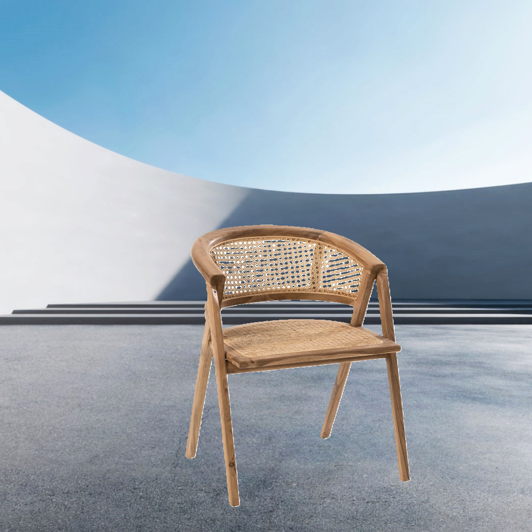 Hundevad & Co Aalborg stol teak træ, flet sæde ryg.