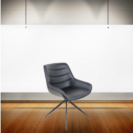 Hundevad Spisestol Alma med  sort okse læder