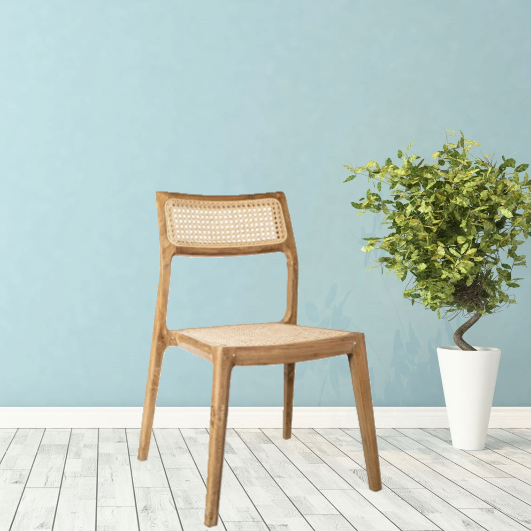 Hundevad & Co Odense, stol teak træ, flet sæde ryg. 2 Stk. Pr. Kasse