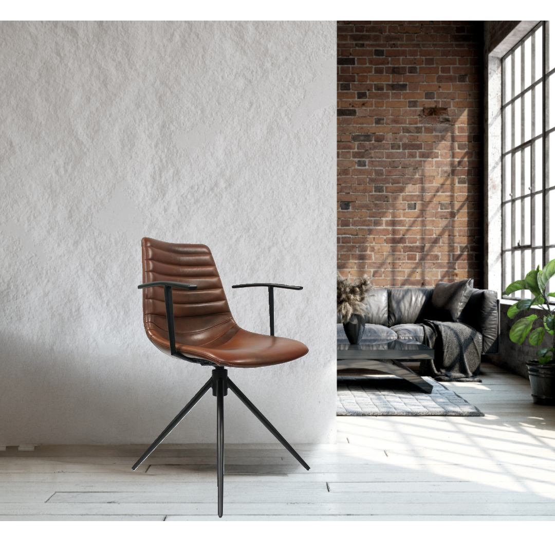 Stol Selma stol, Okse LÆDER Brun og armlæn