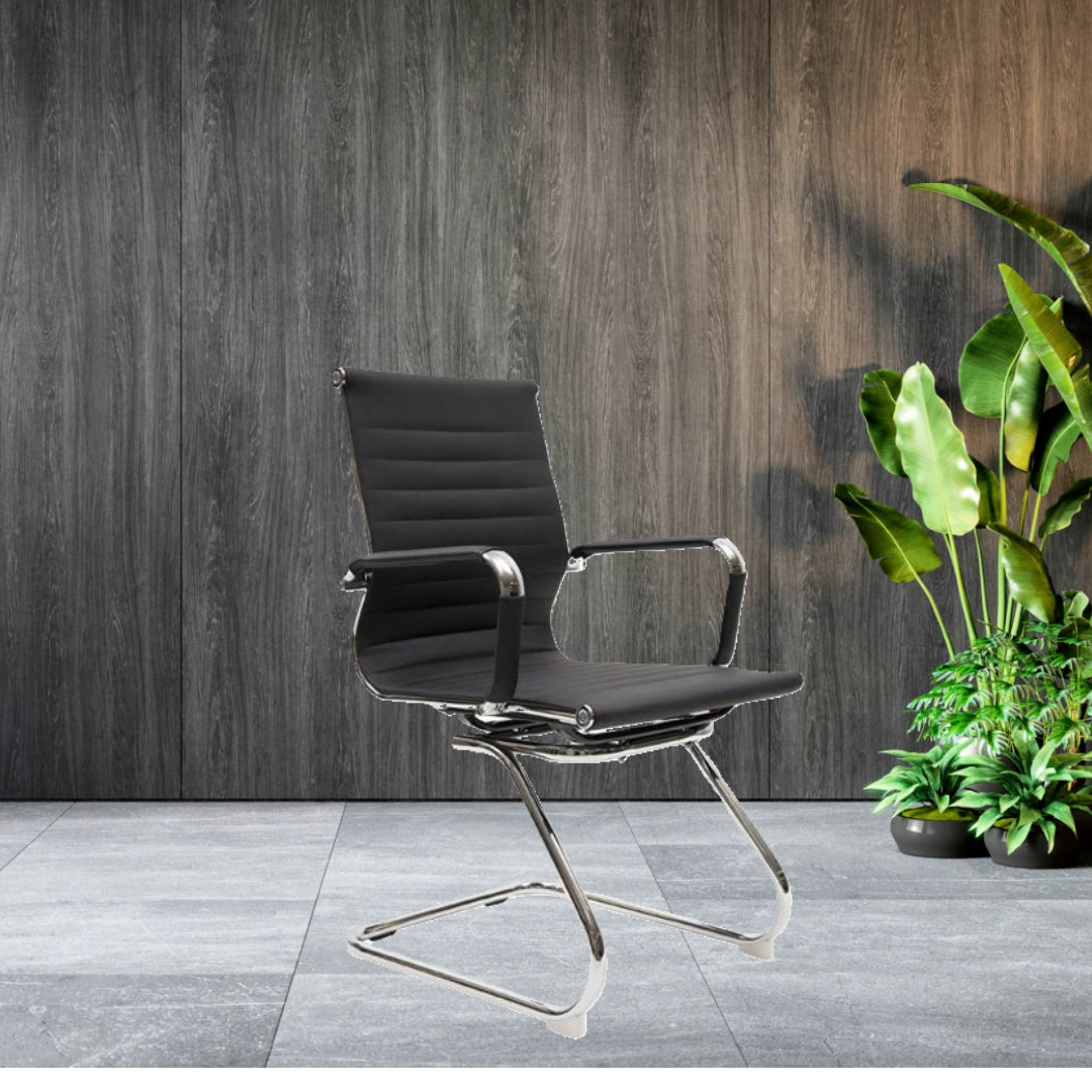 Mødestol 72A i kunstlæder og med krom stel