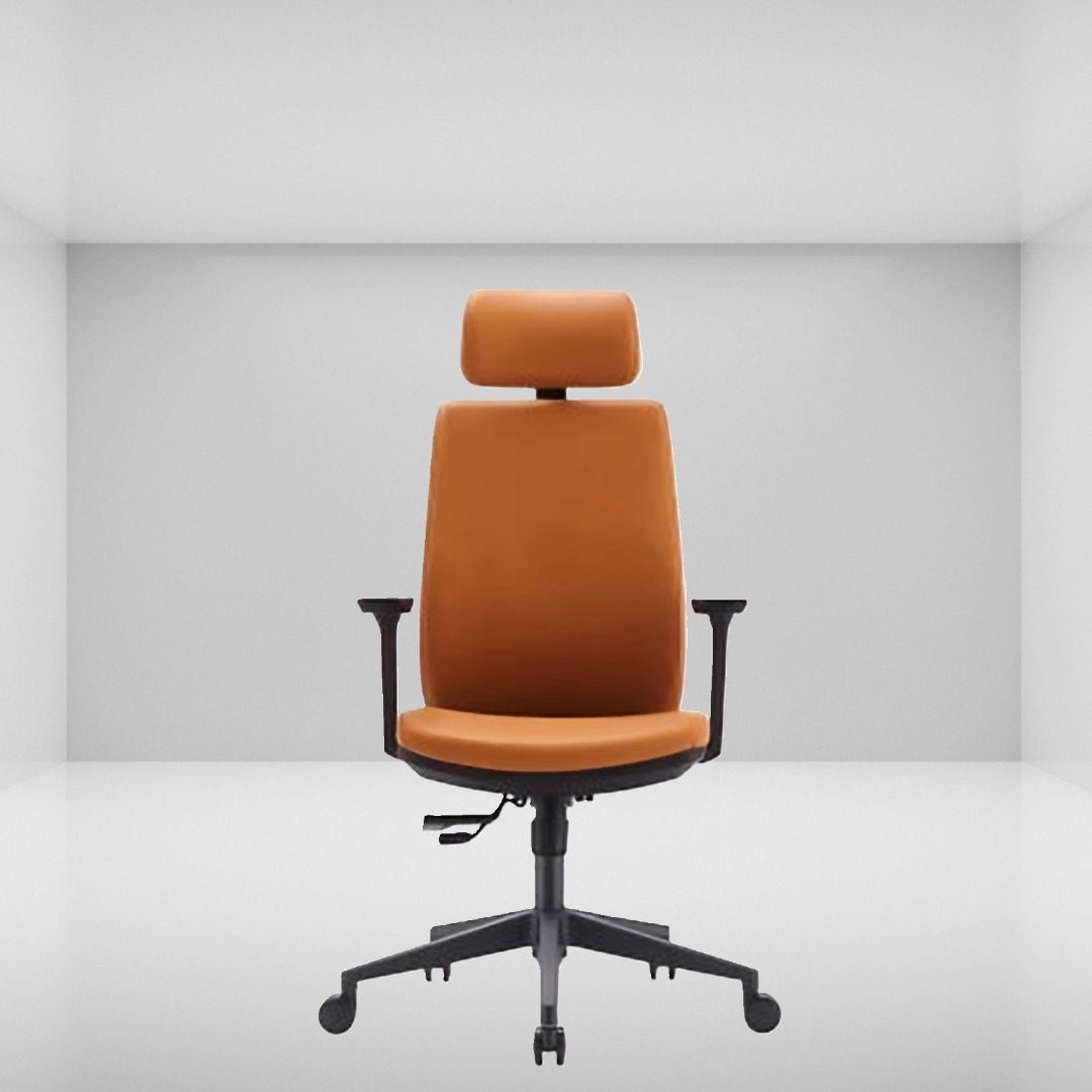 Capo kontorstol i brun PU læder med armlæn