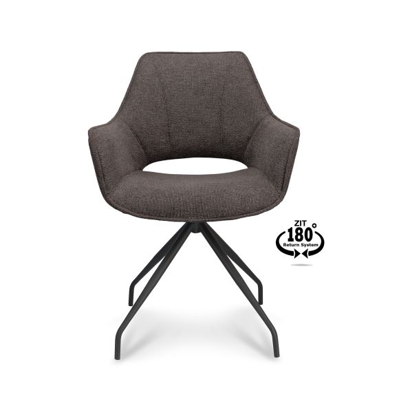 Lexpo Sofia Spisebordsstol armlæn, Antracitgrå stof/sort metal