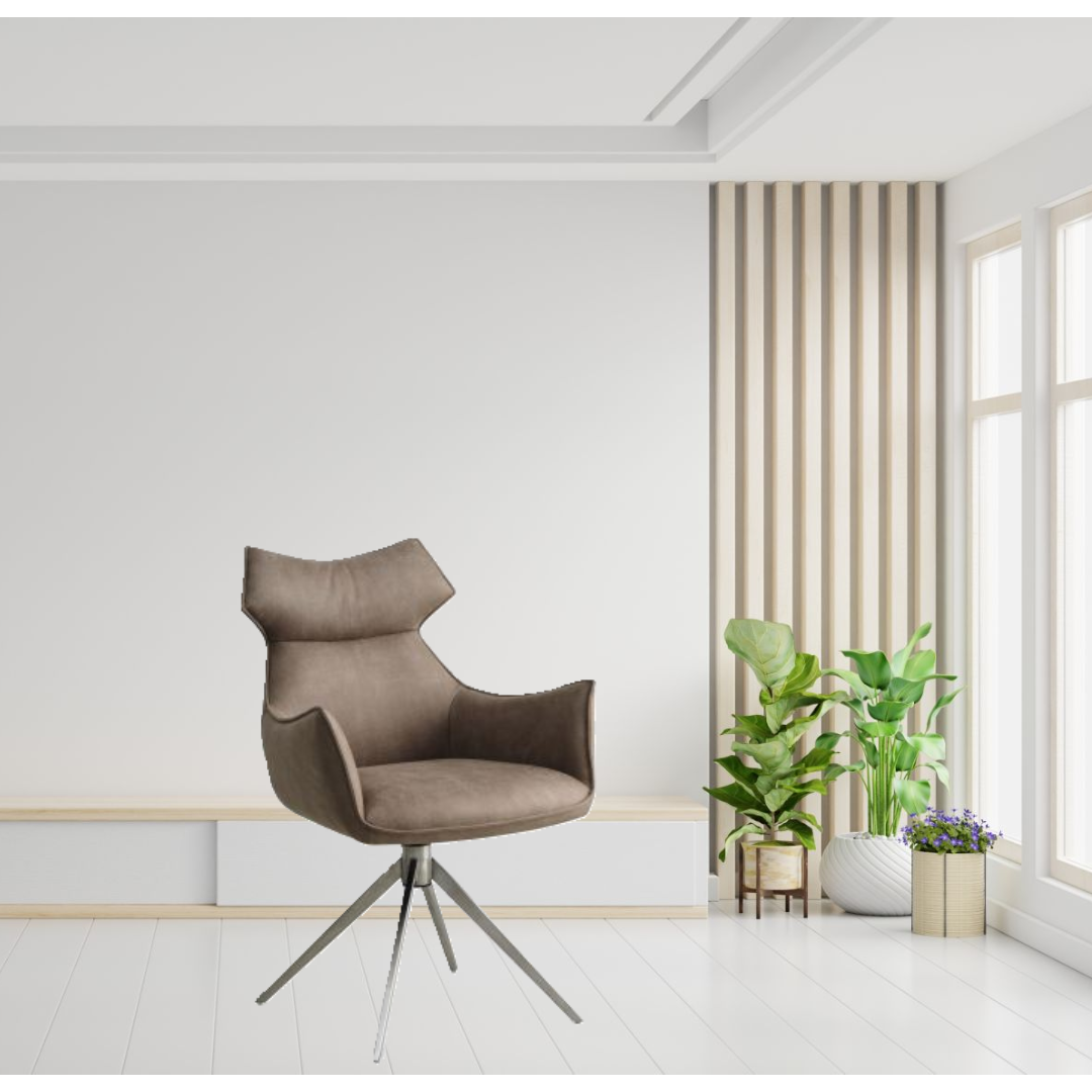 Lexpo Liva spisestuestol m/armlæn lever beige/metal drejefod