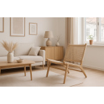 Hundevad Alberte i træ med træfarvet flet.