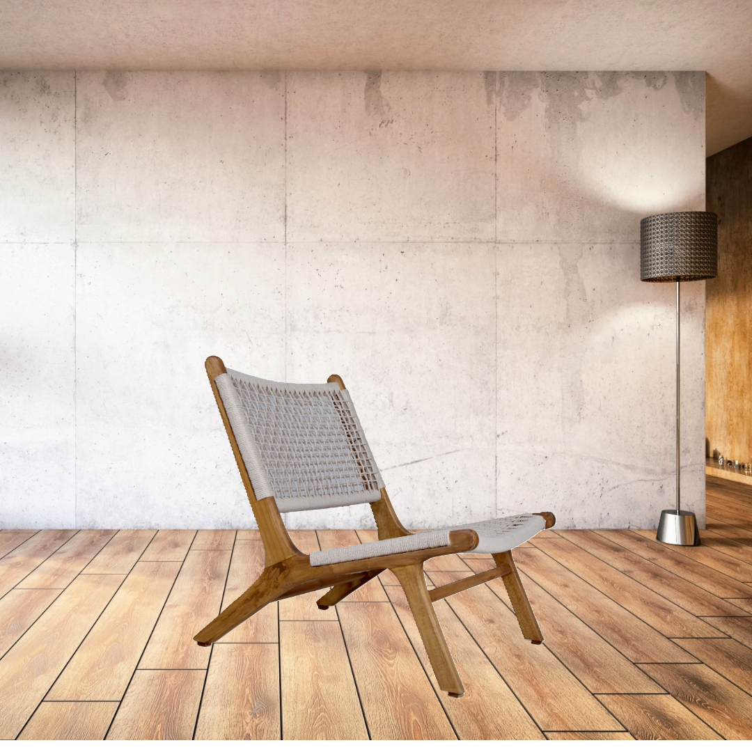 Hundevad Alberte lænestol i træ med natur flet.