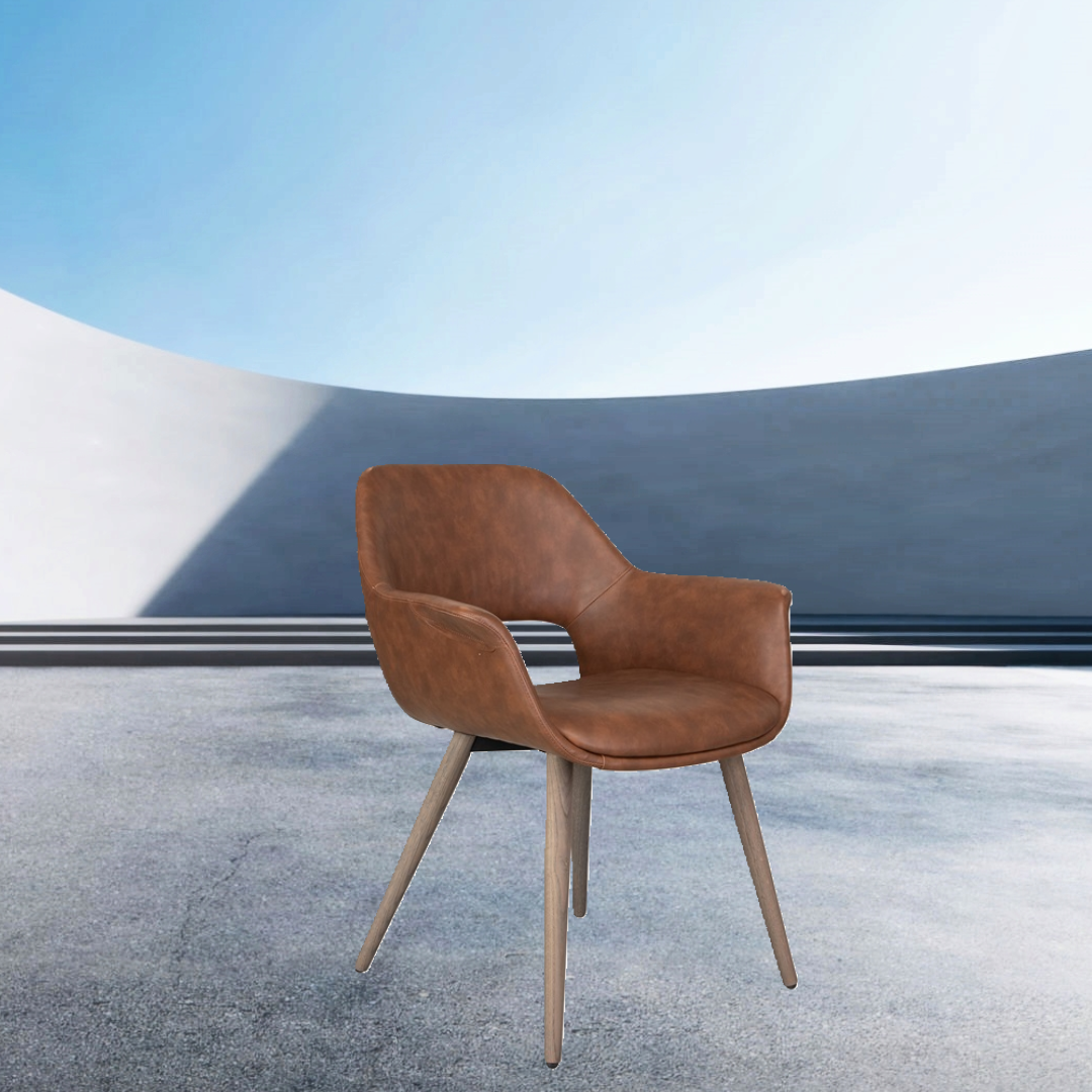 House of Sander Fenja spisebordstol cognac PU med træstel i NATUR