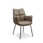 Lexpo Lily spisebordsstol med armlæn i læder, nougat/sort stel 4 ben