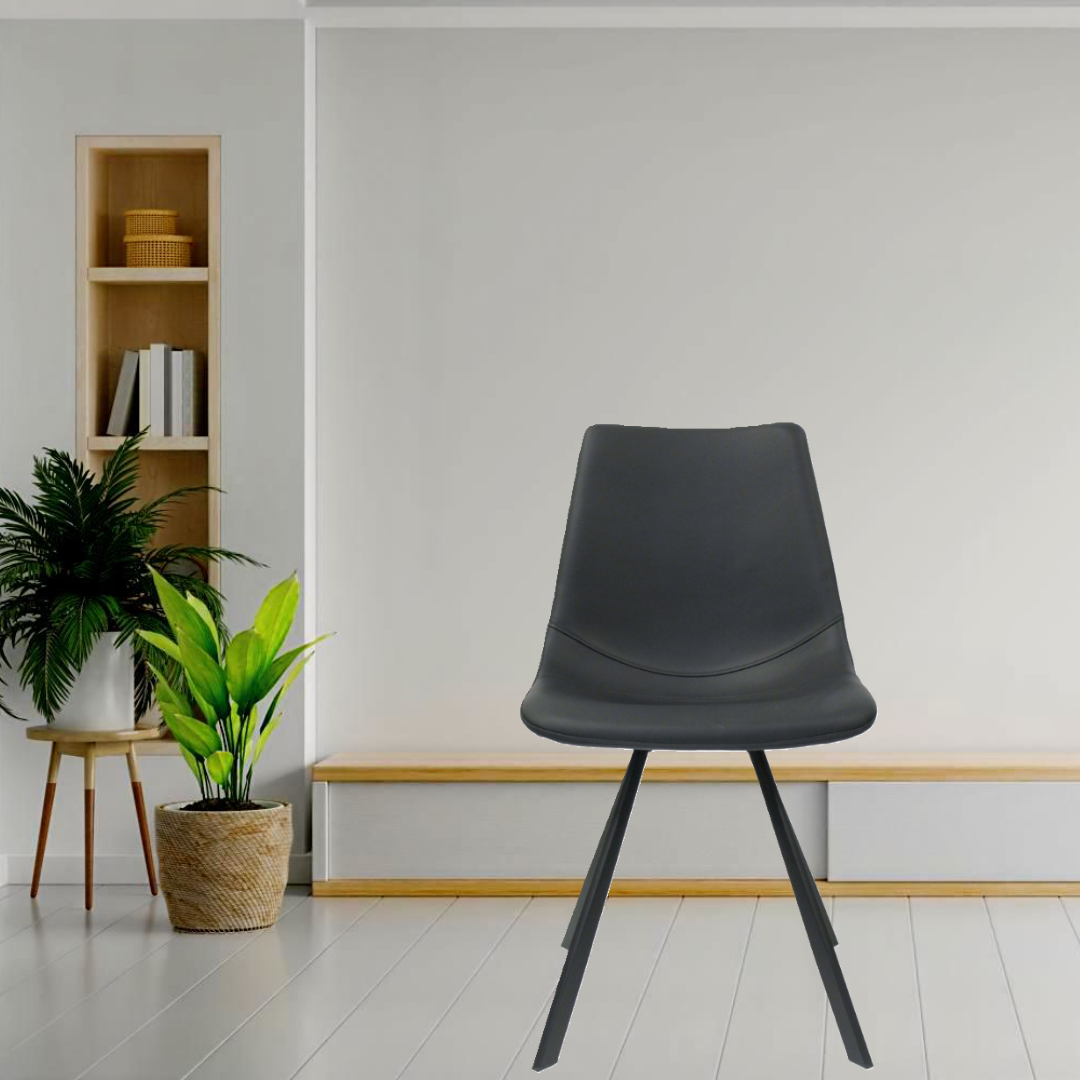 Lexpo Lily spisebordsstol med armlæn i læder, sort/sort stel 4 ben